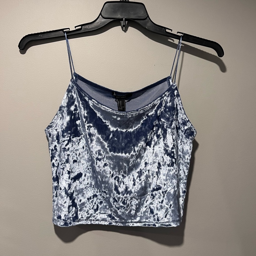 Blue Velvet Cropped Tank Top